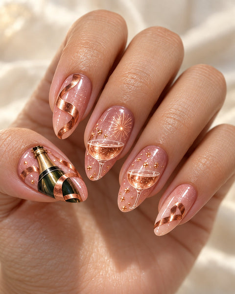 Copper Afterglow Hand-Painted Press-On Nails