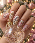 Mauve Serenade Christmas hand-painted press-on nails on hand