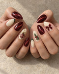 Christmas Heirloom Mix Hand-Painted Press-On Nails — on a hand, AI design preview