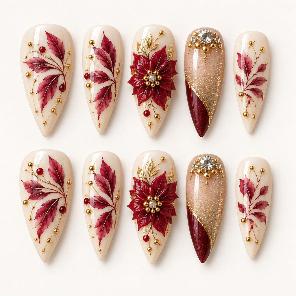 Poinsettia Atelier — full set of 10 nails
