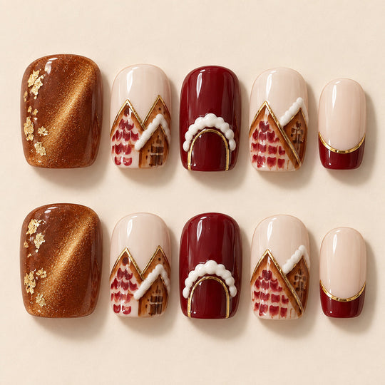 Gilded Roofline full set of 10 hand-painted nails