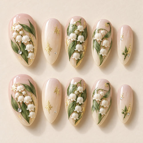Lily Reverie hand-painted press-on nails — full ten-nail design set. Design preview.