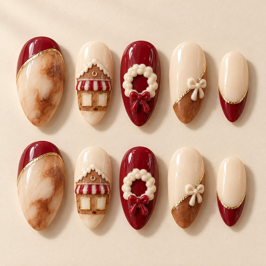 Market Square full set of 10 hand-painted nails
