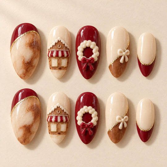 Market Square full set of 10 hand-painted nails