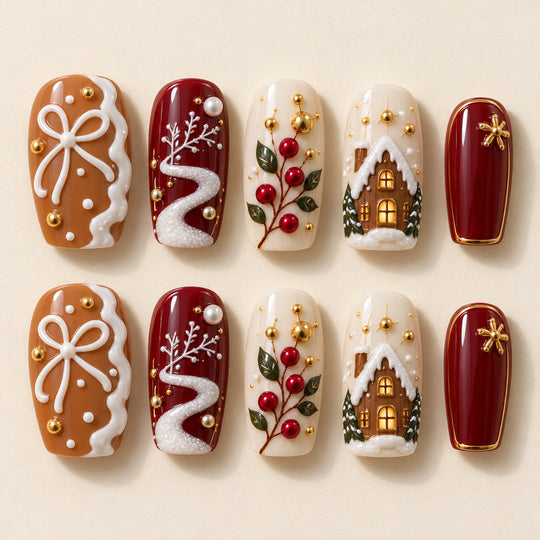 Berry Chapel full set of 10 hand-painted nails