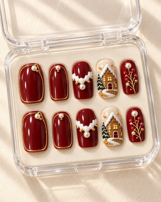 Mulled Wine Lane 10-piece nail set in clear case
