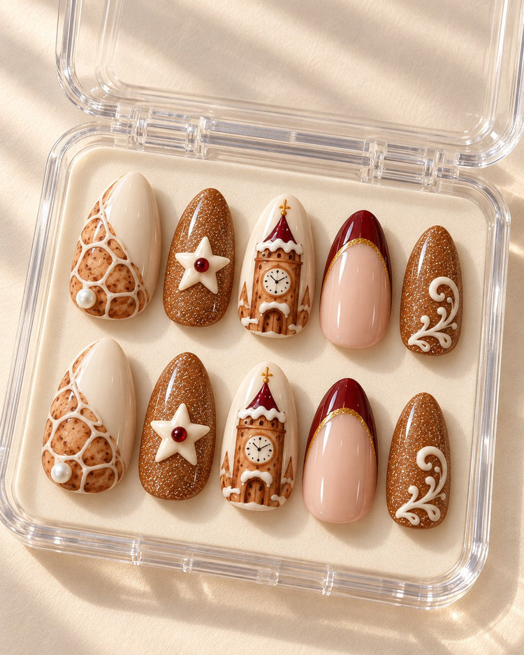 Clocktower Square 10-piece nail set in clear case