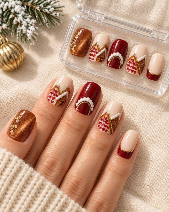 Gilded Roofline Christmas styling with hand-painted nail set