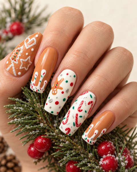 Gingerbread Cookie Press-On Nails